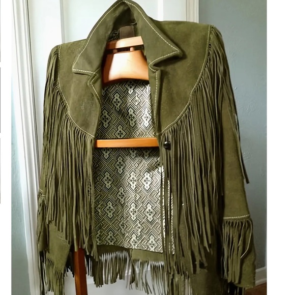 Soon nEW 10/5 Olive FAUX Fringe Suede Jacket - Picture 1 of 1